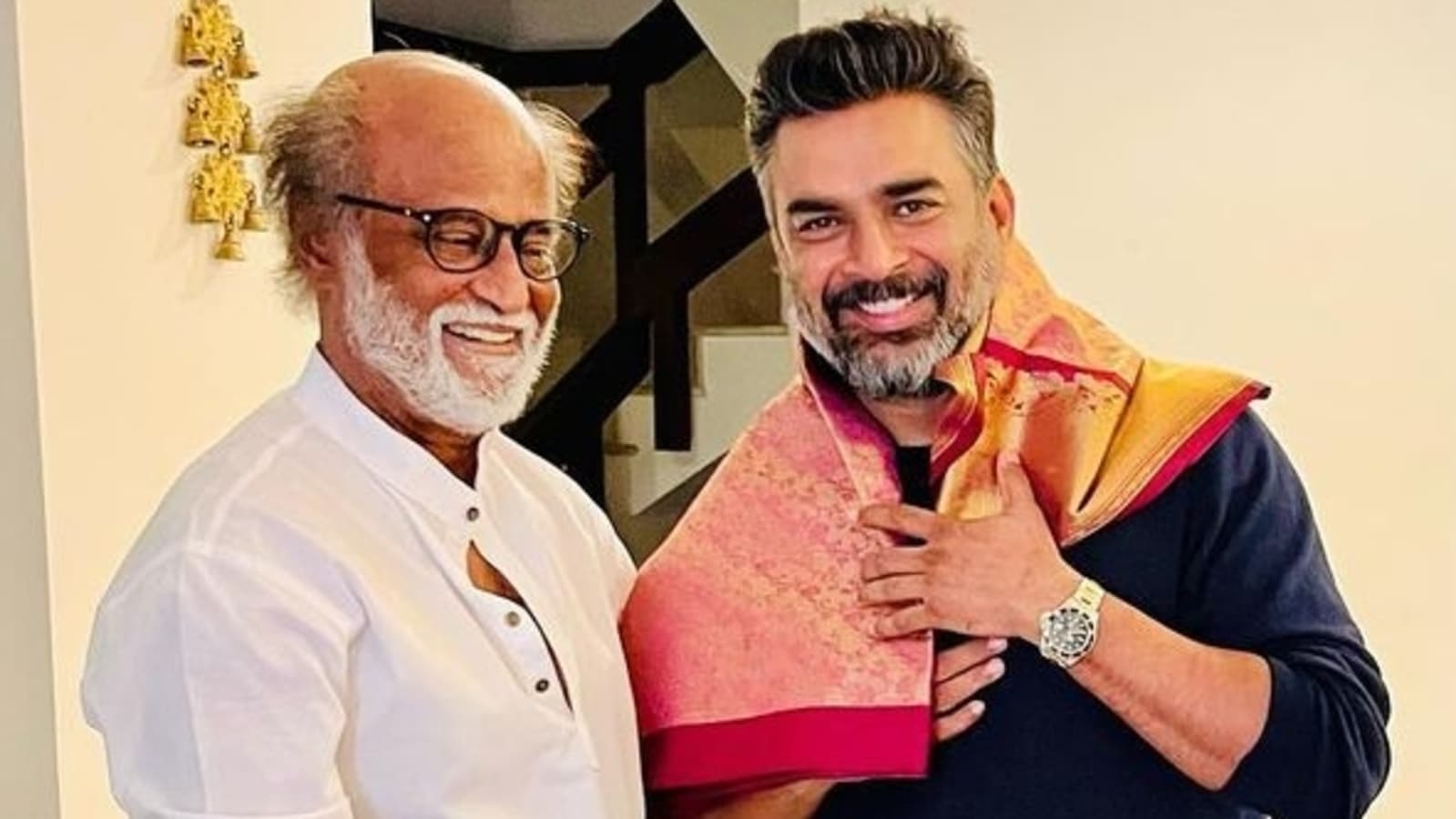 Rajinikanth showers R Madhavan with 'blessings' as he touches his ...