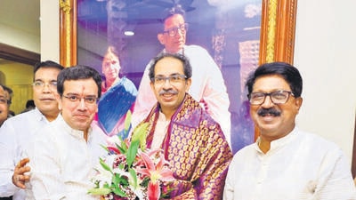 Kedar Dighe(left) with former chief minister Uddhav Thackeray at a recent event (Kedar Dighe/Twitter) Kedar Dighe(left) with former chief minister Uddhav Thackeray at a recent event (Kedar Dighe/Twitter)