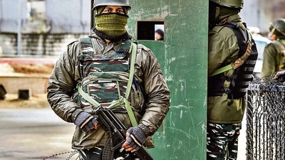 The encounters between militants and security forces, including the police, army and the CRPF, started on Saturday evening in south Kashmir’s Pulwama district and central Kashmir’s Budgam district. (PTI File Photo/ Representational image) The encounters between militants and security forces, including the police, army and the CRPF, started on Saturday evening in south Kashmir’s Pulwama district and central Kashmir’s Budgam district. (PTI File Photo/ Representational image)
