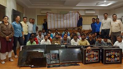 Police have seized 27 motorcycles, 32 mobile phones and other gambling material worth  ₹19 lakh from the accused. (HT PHOTO)