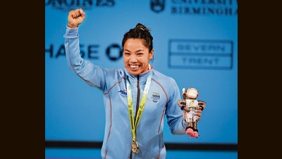 Mirabai Chanu won the gold medal in the women's 49kg weightlifting category match at the Commonwealth Games 2022 (CWG), in Birmingham, UK. (Photo: PTI) Mirabai Chanu won the gold medal in the women's 49kg weightlifting category match at the Commonwealth Games 2022 (CWG), in Birmingham, UK. (Photo: PTI)