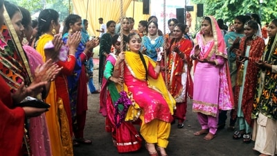 Shraavana Teej is also known as Hariyali Teej since it is a festival of the monsoon season where the surroundings turn lush green due to the rain. (ANI) Shraavana Teej is also known as Hariyali Teej since it is a festival of the monsoon season where the surroundings turn lush green due to the rain. (ANI)
