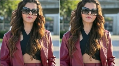 Rubina’s fashion diaries are meant to be bookmarked. A few days back, Rubina shared a set of pictures of herself in a maroon leather pantsuit. (Instagram/@rubinadilaik)