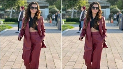 Rubina decked up in a black cropped top and layered with the pantsuit as she looked like a million bucks. (Instagram/@rubinadilaik)