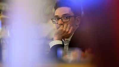 Italian-American chess grandmaster Fabiano Caruana attends a press conference. (AFP) Italian-American chess grandmaster Fabiano Caruana attends a press conference. (AFP)
