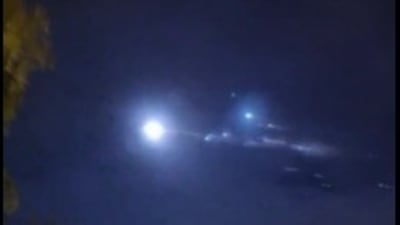 Screengrab from video shared on Twitter showing reentry of rocket debris. (@nazriacai) Screengrab from video shared on Twitter showing reentry of rocket debris. (@nazriacai)