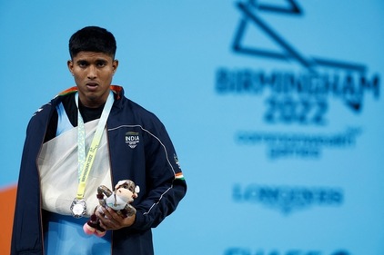 Sanket Mahadev Sargar wins silver for Weightlifting in Men's 55kg event, Commonwealth Games 2022, Birmingham. (REUTERS)