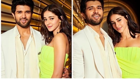 Ananya Panday and Vijay Devarakonda are currently occupied with the promotions of their upcoming film Liger. The duo was recently seen in Karan Johar's talk show Koffee With Karan Season 7. Their pictures and snippets from the show are still taking the internet by storm. Earlier, the Gehraiyaan actor took to her Instagram handle to share a few glamorous stills of herself and Vijay from the sets of the show.(Instagram/@ananyapanday)