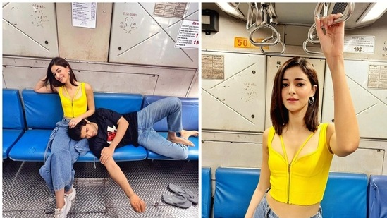 Ananya Panday and Vijay Deverakonda earlier set the internet ablaze as they boarded the Mumbai local train to reach their promotion venue.(Instagram/@ananyapanday)