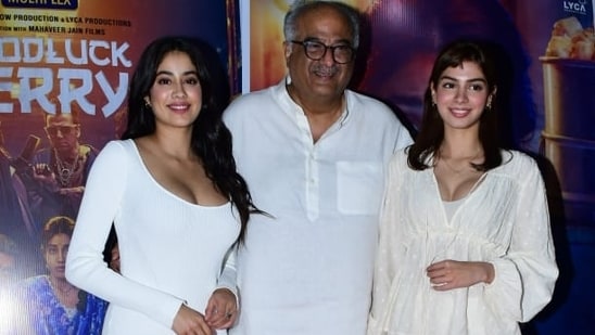 Janhvi Kapoor at Good Luck Jerry screening with Boney Kapoor and Khushi Kapoor. (All pictures by Varinder Chawla)