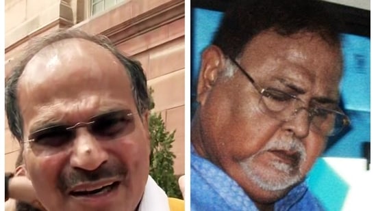 Congress leader Adhir Ranjan Chowdhury and suspended Trinamool Congress leader Partha Chatterjee. Congress leader Adhir Ranjan Chowdhury and suspended Trinamool Congress leader Partha Chatterjee.