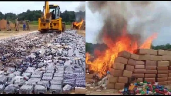 Assam: Drugs worth <span class='webrupee'>?</span>1920.02 crores destroyed on July 30.(ANI)