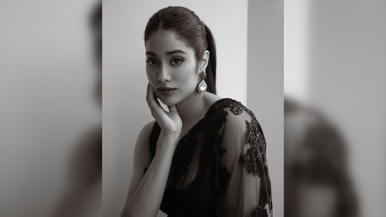 Janhvi Kapoor added more spark to her pictures by posting them in black and white frames.(Instagram/@janhvikapoor)