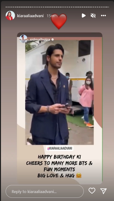 Kiara Advani reacts to Sidharth Malhotra's birthday wish.