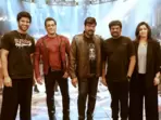 Vijay Deverakonda with Salman Khan and Chiranjeevi. Vijay Deverakonda with Salman Khan and Chiranjeevi.