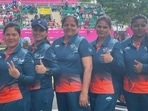 India's Women's Lawn Bowl team at CWG 2022.&nbsp;(SAI Media)