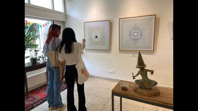Total 84 artworks by 34 artists from across country are on display at the Art Mela (HT Photos) Total 84 artworks by 34 artists from across country are on display at the Art Mela (HT Photos)