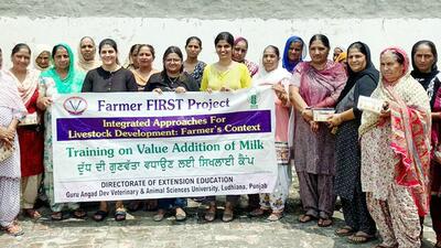 A training camp on value addition of milk products was also organised at Dhaner village adopted by GADVASU, Ludhiana, under Farmer FIRST Project. (HT PHOTO) A training camp on value addition of milk products was also organised at Dhaner village adopted by GADVASU, Ludhiana, under Farmer FIRST Project. (HT PHOTO)