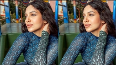 Bhumi played muse to fashion designer Dhruv Kapoor and picked a casual co-ord set from the shelves of the designer. (Instagram/@bhumipednekar)