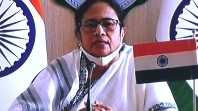 Mamata Banerjee in a briefing on Monday. Mamata Banerjee in a briefing on Monday. 