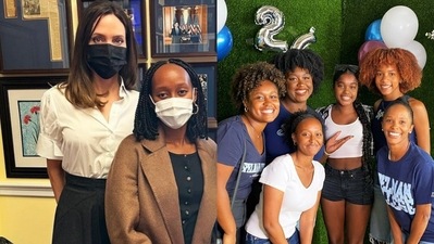 Angelina Jolie reacted to her daughter Zahara's acceptance in Spelman college. Angelina Jolie reacted to her daughter Zahara's acceptance in Spelman college.