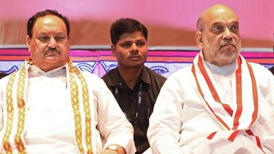 BJP national president JP Nadda and Union home minister Amit Shah in Patna on Sunday. (ANI Photo) BJP national president JP Nadda and Union home minister Amit Shah in Patna on Sunday. (ANI Photo)