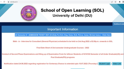 DU SOL Admit Card 2022 out for UG Sem II exam at sol.du.ac.in DU SOL Admit Card 2022 out for UG Sem II exam at sol.du.ac.in