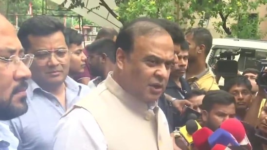 Assam chief minister Himanta Biswa Sarma talks to reporters on Sunday. (ANI) Assam chief minister Himanta Biswa Sarma talks to reporters on Sunday. (ANI)