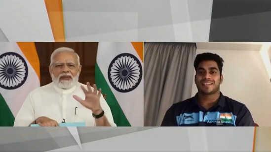 Prime Minister Narendra Modi shared video of him interacting with CWG gold medallist Achinta Sheuli.