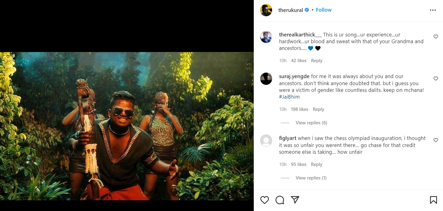 Rapper Arivu gets support from his fans over his post about Enjoy Enjaami.&nbsp;