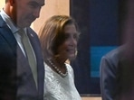 Speaker of the US House of Representatives Nancy Pelosi (R) leaves the Shangri-La Hotel after a reception organised by the American Chamber of Commerce in Singapore. Speaker of the US House of Representatives Nancy Pelosi (R) leaves the Shangri-La Hotel after a reception organised by the American Chamber of Commerce in Singapore.