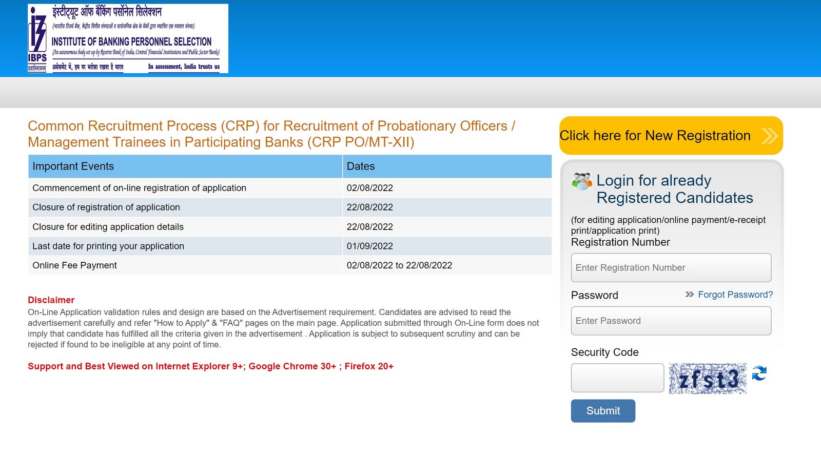 IBPS PO Recruitment 2022: Application process begins at ibps.in, link here