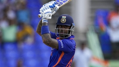 Yadav struck eight fours and four sixes in his 44-ball knock (AP)