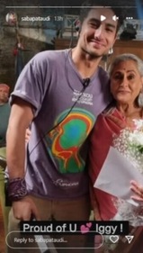 Saba shared a picture of Ibrahim Ali Khan and Jaya Bachchan.