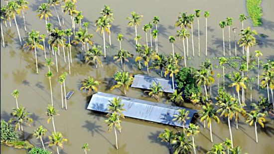 An aerial view of a submerged stretch in Kerala’s Thrissur. (ANI File Photo)