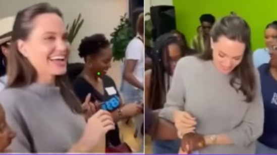 Snippets from Angelina Jolie's dancing video from Morehouse College, Atlanta.
