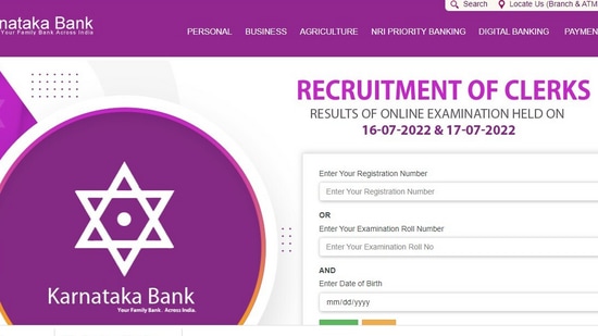 Karnataka Bank Clerk Result 2022 for online exam announced on karnatakabank.com(karnatakabank.com)