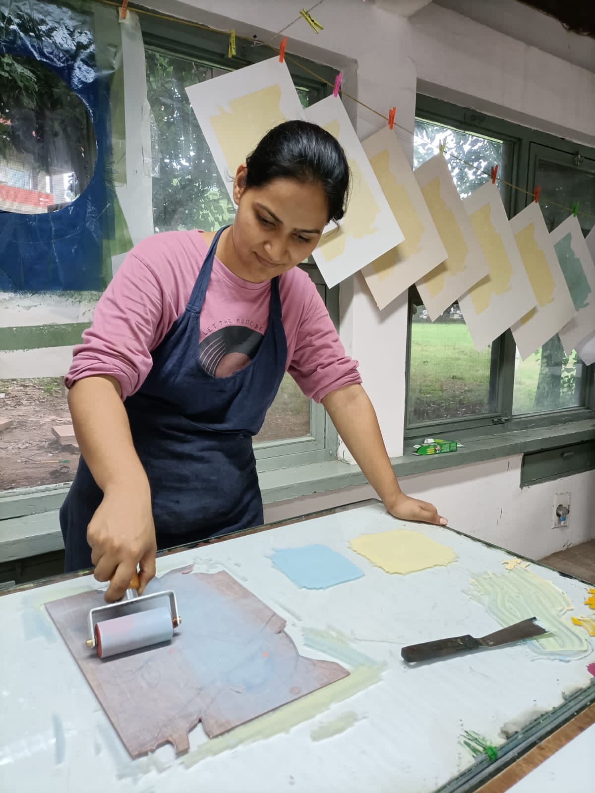 Sunaina working on a piece
