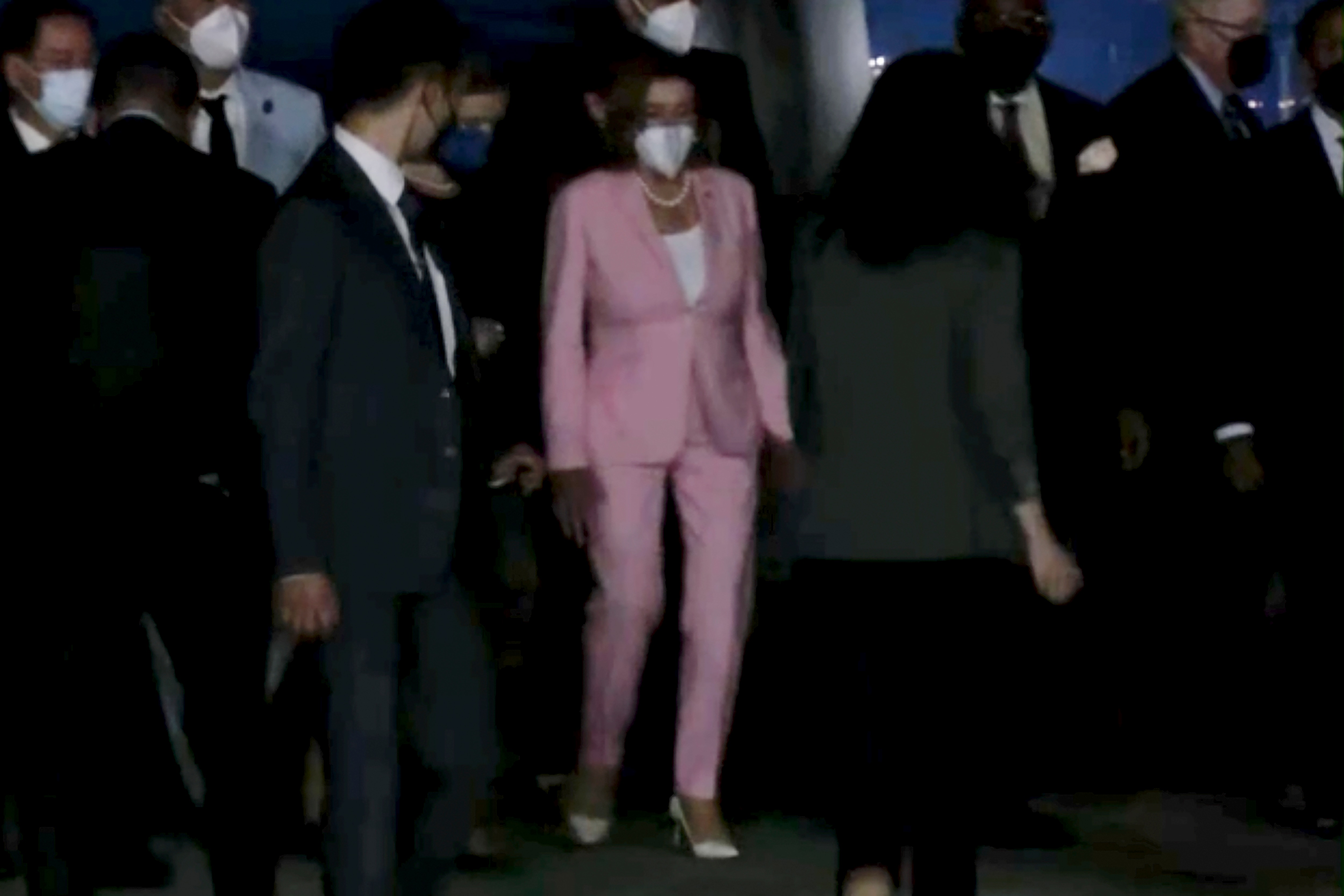 In this image taken from video, US House Speaker Nancy Pelosi arrives in Taipei, Taiwan. (AP) In this image taken from video, US House Speaker Nancy Pelosi arrives in Taipei, Taiwan. (AP)