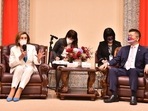 U.S. House of Representatives Speaker Nancy Pelosi attends a meeting with Legislative Yuan Vice President Tsai Chi-chang at the parliament in Taipei, Taiwan August 3, 2022.&nbsp;
