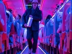 Brad Pitt in a still from Bullet Train. Brad Pitt in a still from Bullet Train.
