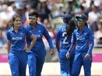 India vs Barbados Highlights Commonwealth Games 2022: Renuka Singh celebrates with teammates(AP)