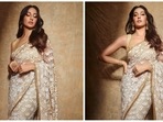 Nora Fatehi often makes bold fashion statements with her impressive wardrobe choices. Her stylist picks the best outfit for her that blends perfectly with her figure and skin tone. Her charm and bold personality are her secret spells in leaving fans captivated. Recently, she turned muse for one of India's most celebrated designers Manish Malhotra and wore this beautiful ivory saree.(Instagram/@norafatehi)