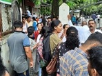 MH LAW CET exam 2022: While the students were waiting outside the centre for almost four hours, CET cell updated the website stating that the exams for those from the Thane centre will be rescheduled at a later date. (Praful Gangurde/HT photo) MH LAW CET exam 2022: While the students were waiting outside the centre for almost four hours, CET cell updated the website stating that the exams for those from the Thane centre will be rescheduled at a later date. (Praful Gangurde/HT photo)