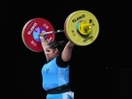 Purnima Pandey competes in the women's 87+kg category weightlifting event at the Commonwealth Games 2022(PTI)