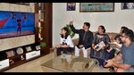 Vikas Thakur’s family and friends watching him compete in the Commonwealth Games 2022 at his home in Eldeco Estate, Ludhiana. (Harvinder Singh/HT) Vikas Thakur’s family and friends watching him compete in the Commonwealth Games 2022 at his home in Eldeco Estate, Ludhiana. (Harvinder Singh/HT)