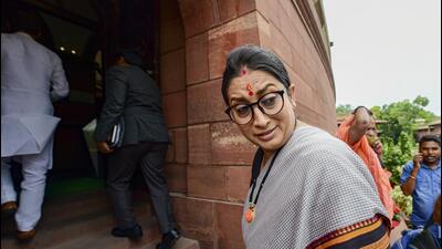 Union minister for women and child development Smriti Irani at Parliament House during the ongoing monsoon session. (PTI Photo) Union minister for women and child development Smriti Irani at Parliament House during the ongoing monsoon session. (PTI Photo)