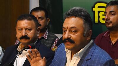 Congress’ Jubbal-Kotkhai MLA Rohit Thakur addressing the media at state’s Congress office in Shimla on Tuesday. (Deepak Sansta / Hindustan Times) Congress’ Jubbal-Kotkhai MLA Rohit Thakur addressing the media at state’s Congress office in Shimla on Tuesday. (Deepak Sansta / Hindustan Times)