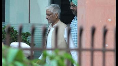 The special investigation team (SIT) probing the 2015 Kotkapura firing case on Wednesday quizzed former Punjab director general of police Sumedh Singh Saini for over four hours. (Ravi Kumar/HT)