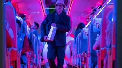 Brad Pitt in a still from Bullet Train. Brad Pitt in a still from Bullet Train.